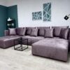 U-kujuline diivan "ASPEN", violetne samet, voodifunktsiooniga
