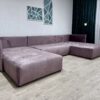 U-kujuline diivan "ASPEN", violetne samet, voodifunktsiooniga