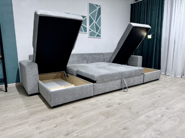 U-kujuline diivan "Cascada NEW", voodifunktsiooniga + 2 pesukasti